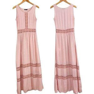 CURE Embroidered Lace Inset Maxi Dress Size Large